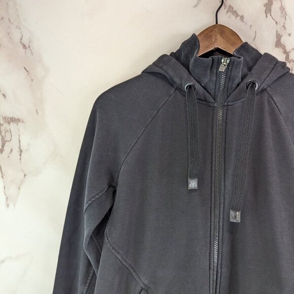Athleta Jacket Women Medium Black Hoodie Full Zip Fleece Thumb Hole Triumph - Picture 2 of 12
